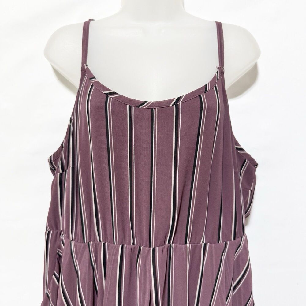 Torrid Mauve Purple Stripe Chiffon Midi Dress Pockets  Size 2X - Picture 3 of 10